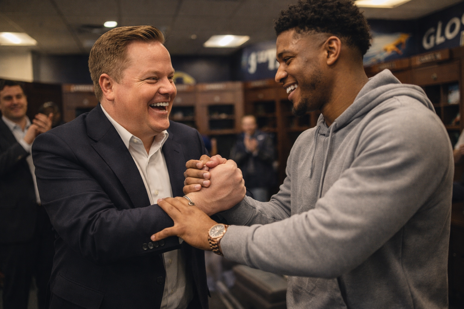 Locker room celebration